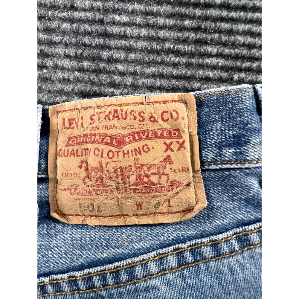 Levi's 501 XX Jeans Mens38x34 Light Wash Distressed Button Fly - Picture 8 of 16